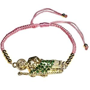 St Jude Bracelet Pink Knotted Rope Gold Filled Adjustable Handmade NEW
